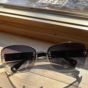 Coach Georgina Black and Silver Sunglasses Heart Accent S339A